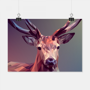 Hirsch Illustration aus Polygonen als Poster für die Wand