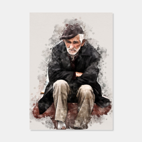 Aquarell sitzender alter Mann