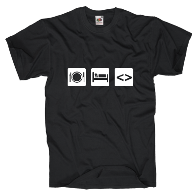 Essen, Schlafen, Code T-Shirt Shirt online mit dem Shirtdesigner gestalten
